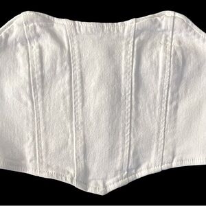 White Denim Strapless Bustier Tube Top Size Small